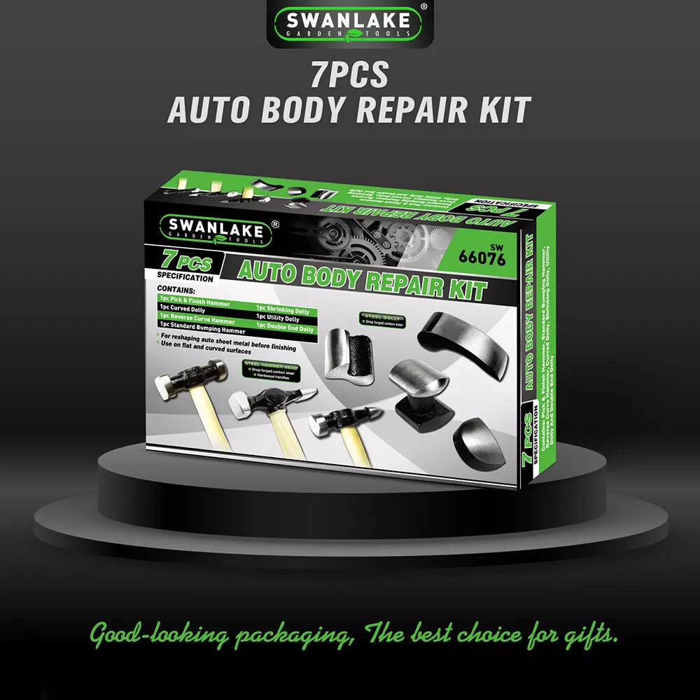 7 Piece Dolly Car Dent Dint Auto Body Panel Repair Tool Kit Wooden Handles Beating Hammers - South East Clearance Centre