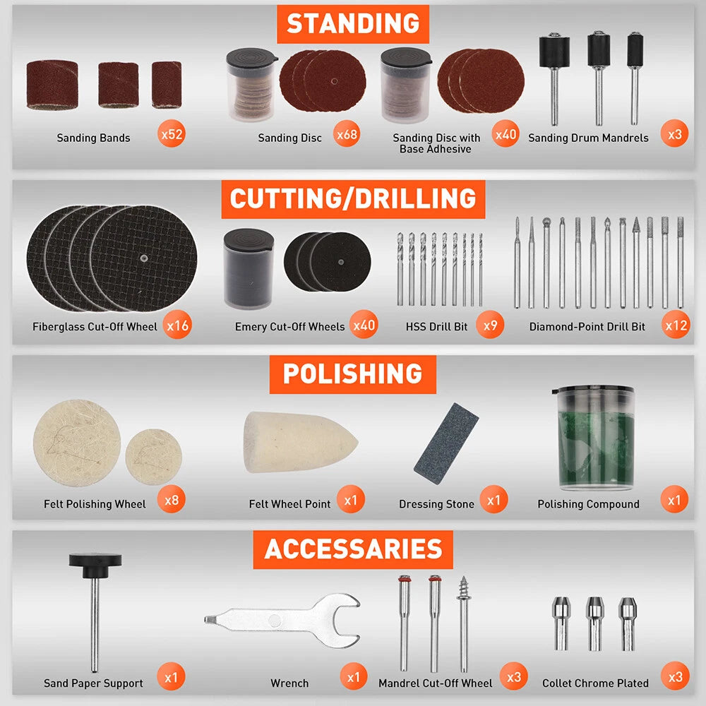 308-Piece Rotary Tool Accessories Kit – Compatible with Dremel