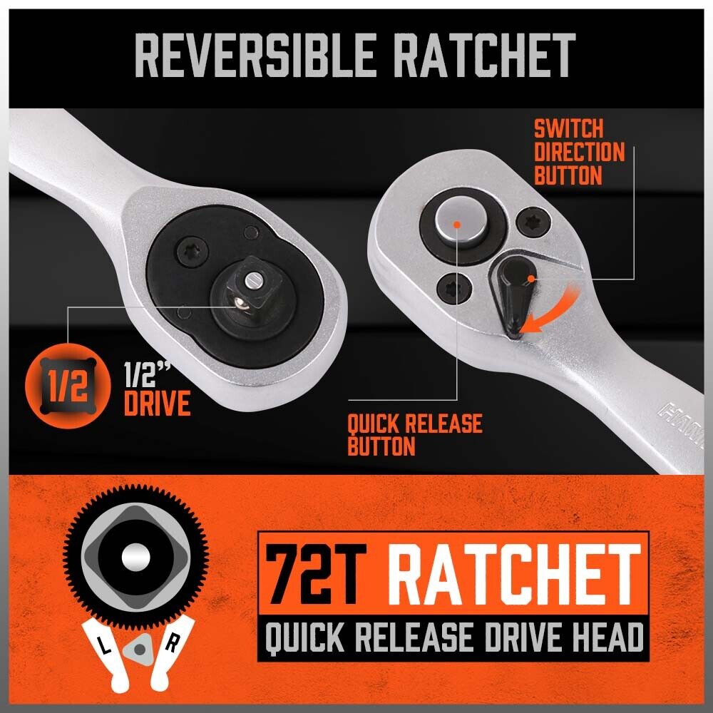 1/2" Ratchet Socket Wrench Set Extension Bar | 12 pieces - South East Clearance Centre