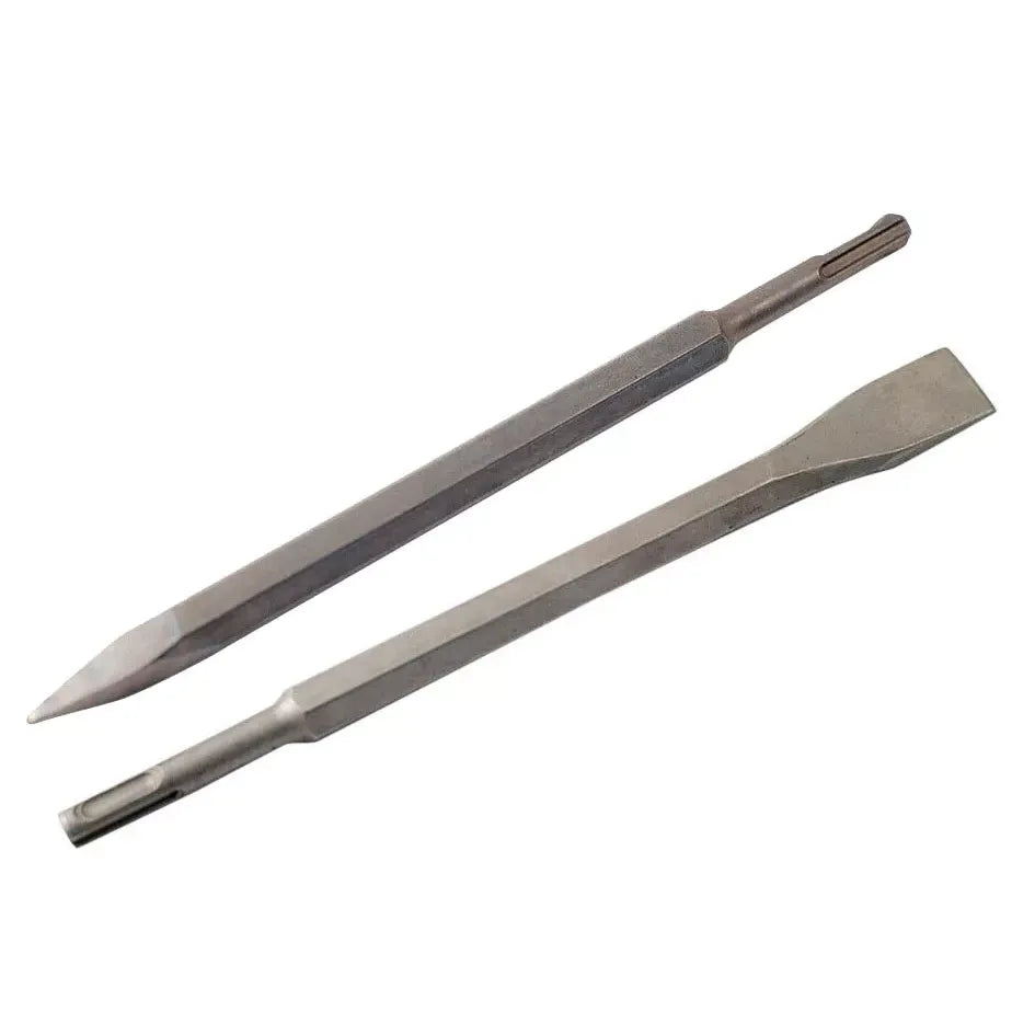 2pc 10" SDS-Plus Steel Chisel Set – 10mm Shank Point & 20mm Flat (Rotary Hammer)