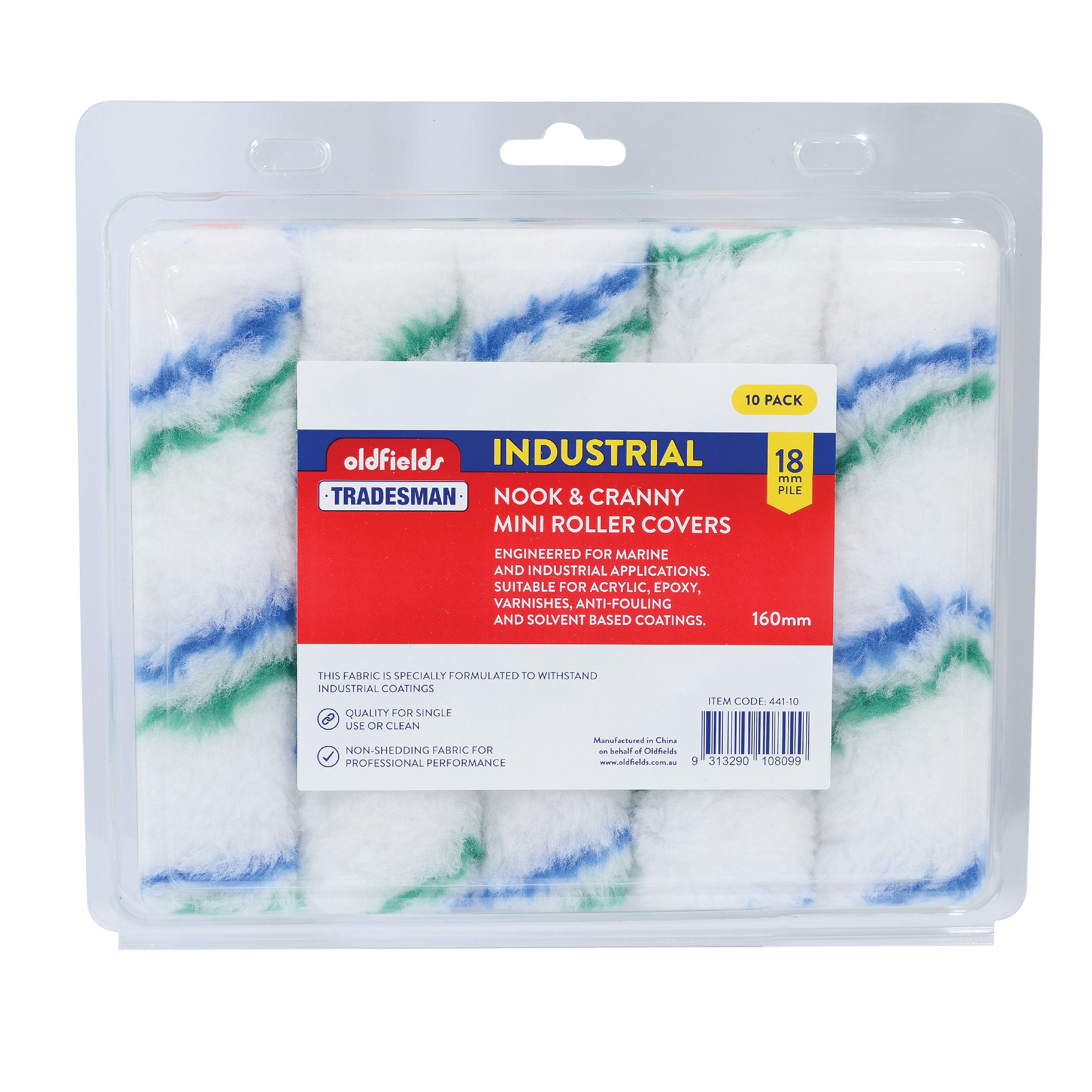 Oldfields Tradesman Industrial Nook & Cranny Mini Roller Covers – 160mm, 18mm Pile (10 Pack) - South East Clearance Centre