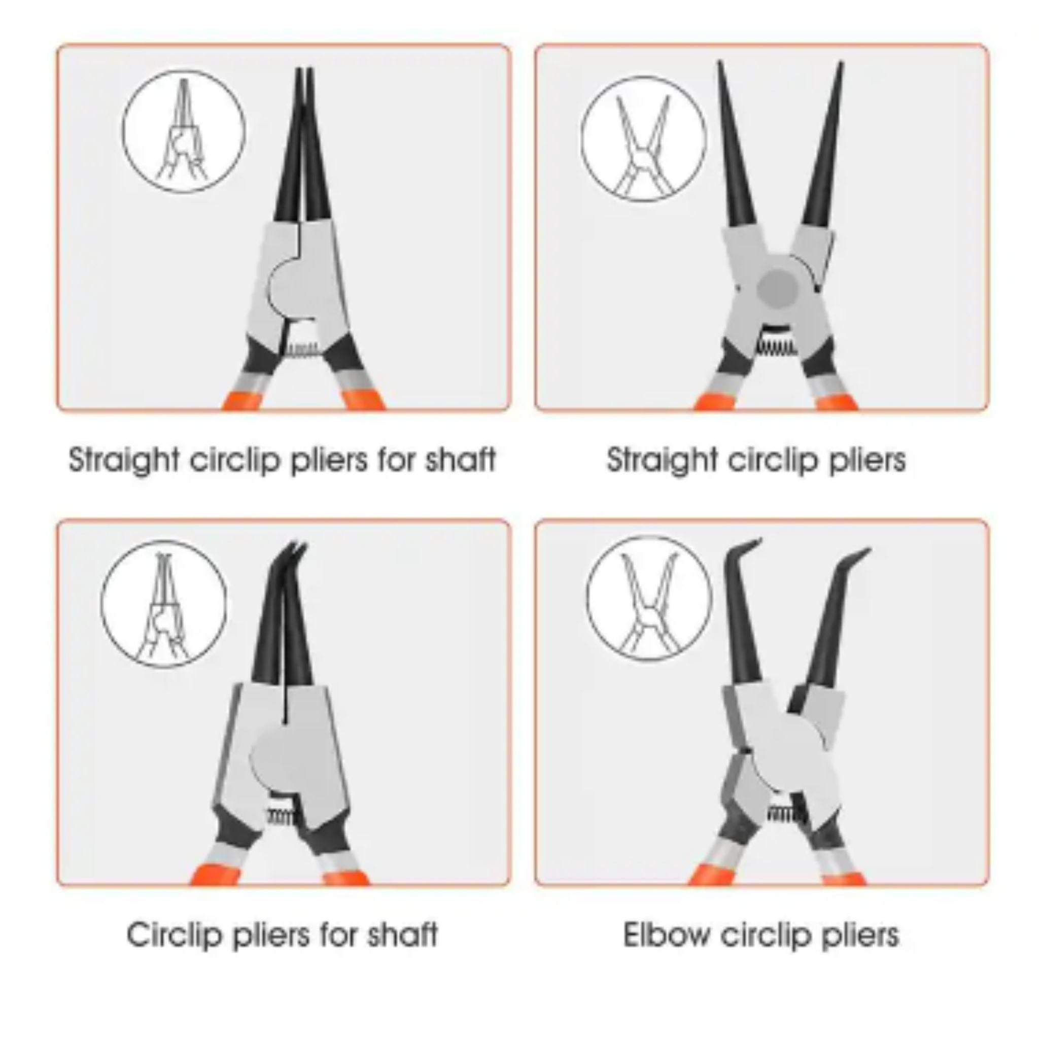 4-Piece 7″ Circlip Pliers Set | Internal, External, Bent, Straight Snap - South East Clearance Centre