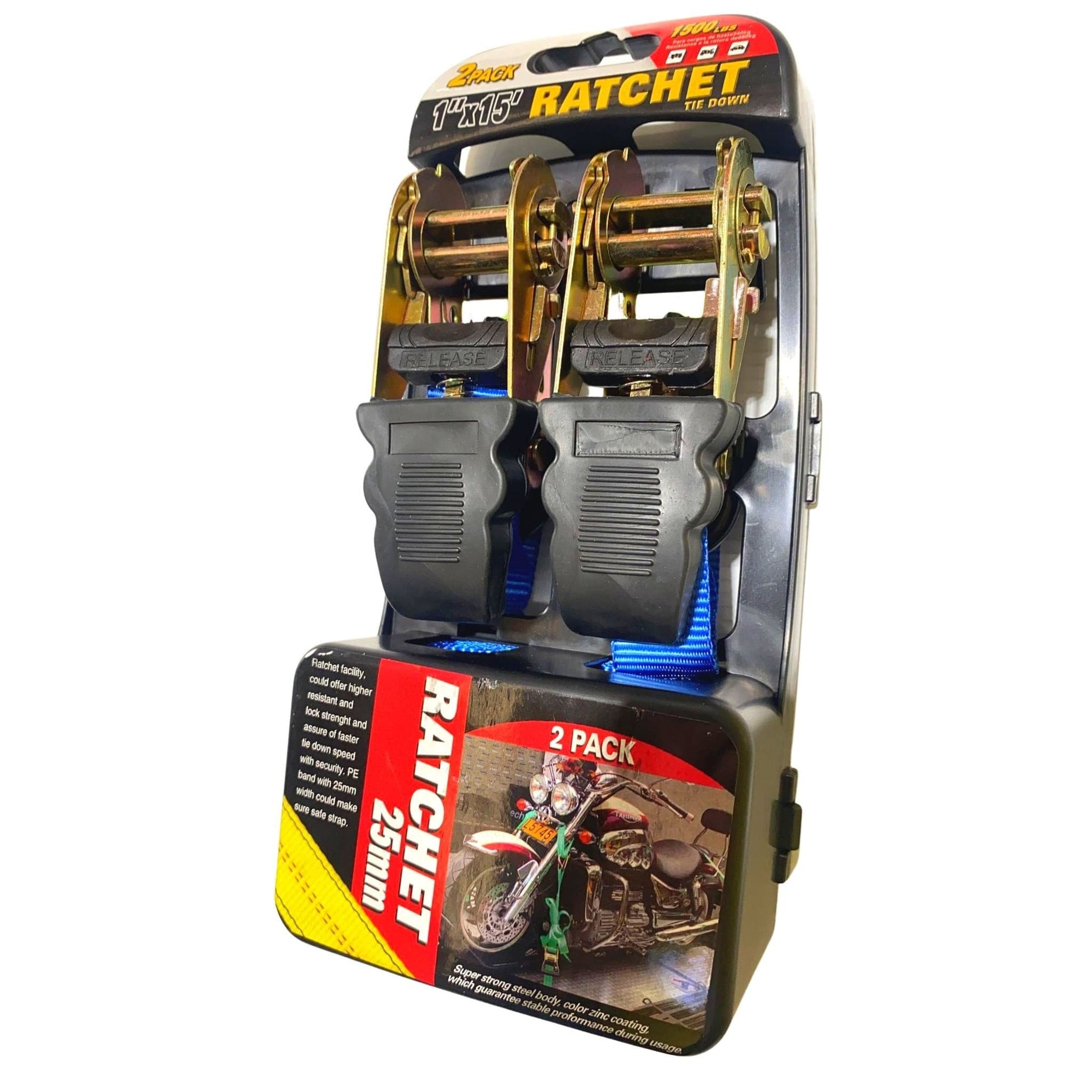 Heavy duty ratchet straps twin pack (1" X 15') - South East Clearance Centre