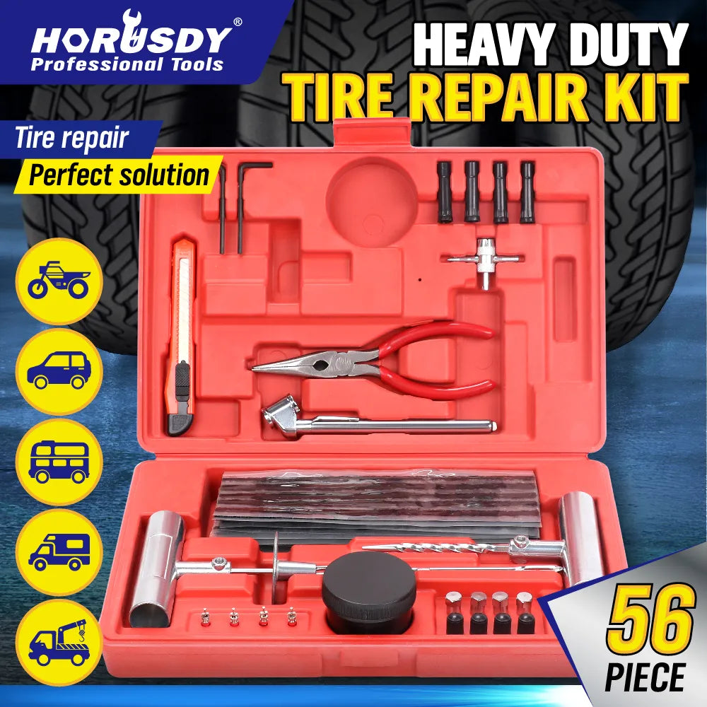 56-Piece Tyre Puncture Repair Kit | Tube Recovery Plugs Car 4WD - South East Clearance Centre
