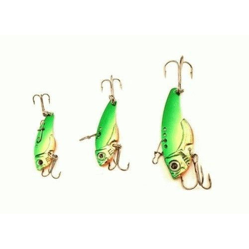 KAMIKAZE Metal Blades - Vibrating Lures 3 PkA (Green-Gold) - South East Clearance Centre