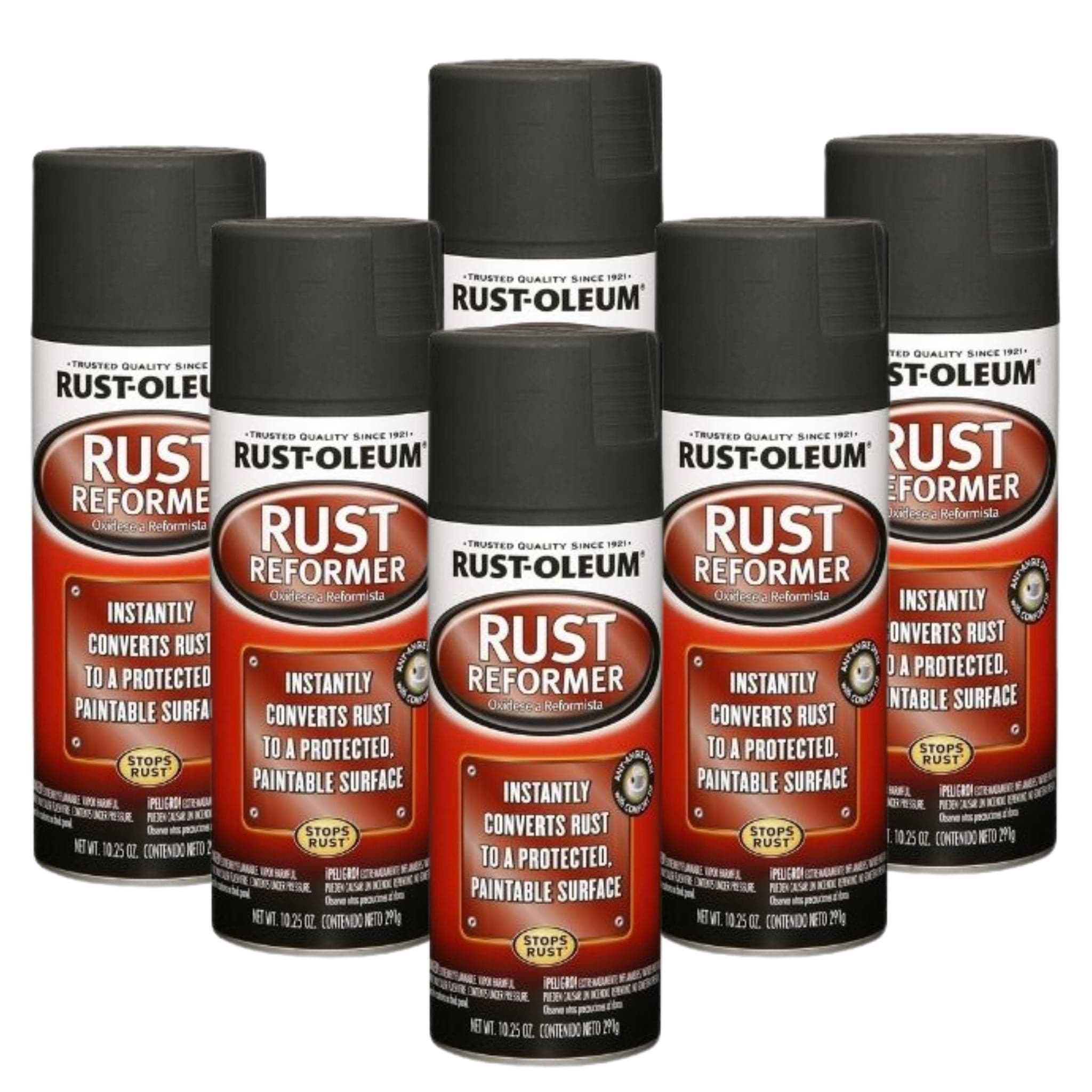 (6 PACK) Rust-Oleum Automotive Rust Reformer (Flat-Black) 298g Spray - South East Clearance Centre