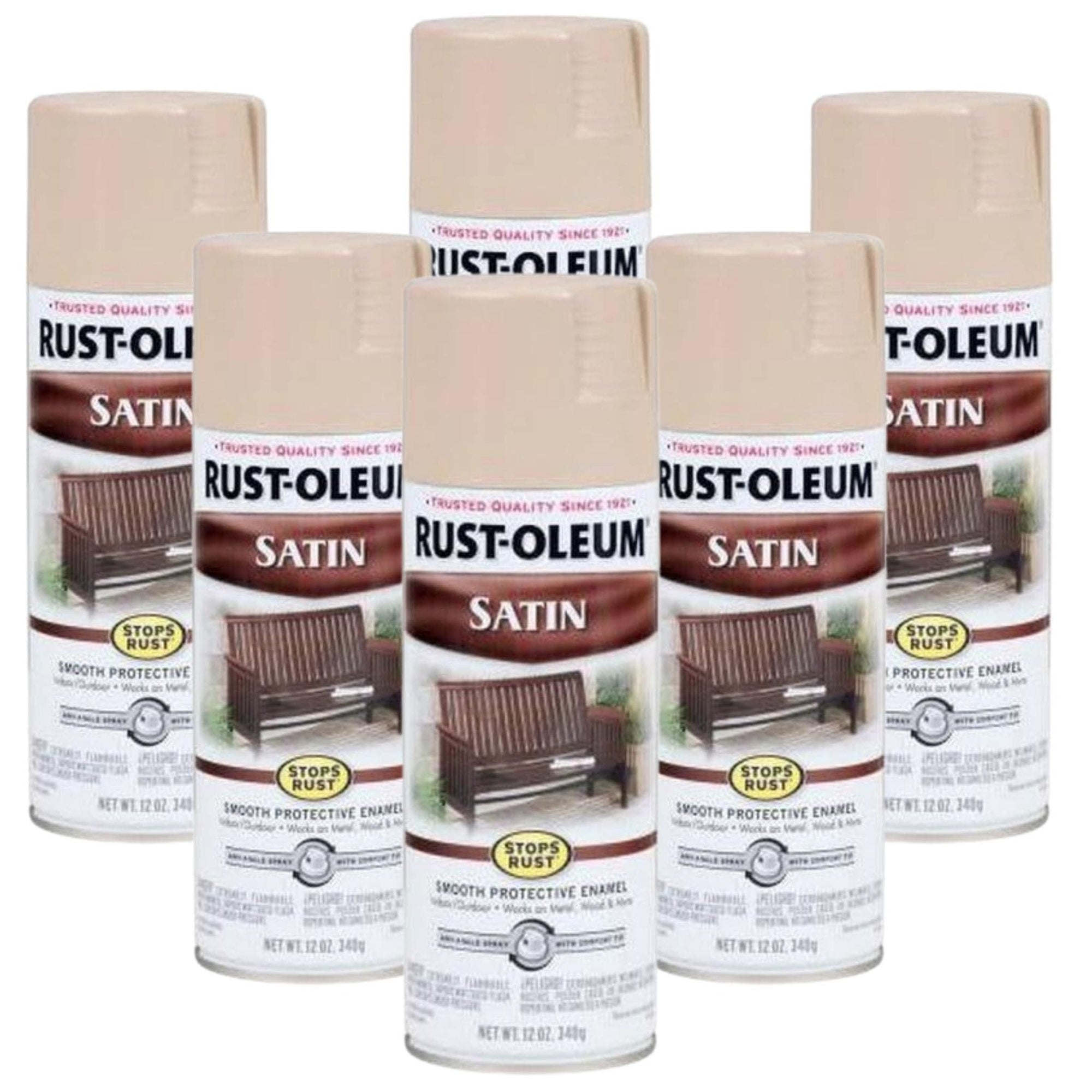 Rustoleum Stops Rust Spray Paint - Satin French Beige (6 Cans) - South East Clearance Centre
