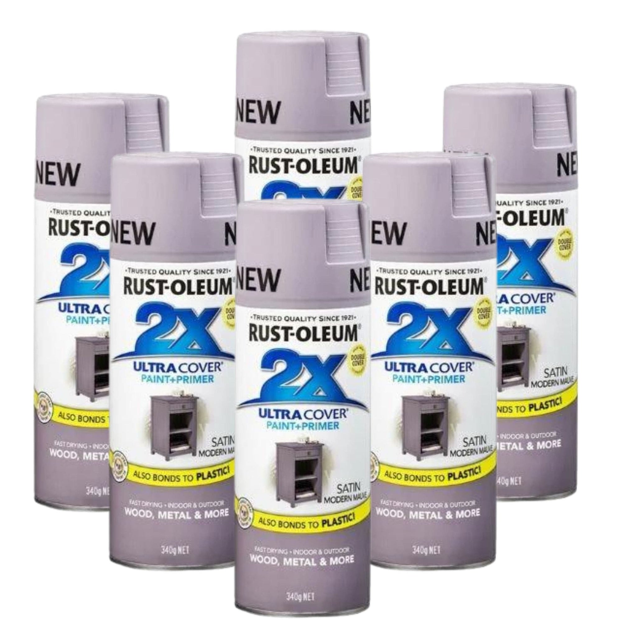 Rustoleum 2X Ultra Cover Gloss Spray - Satin Modern Mauve (6 Cans) - South East Clearance Centre