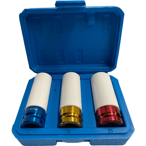 3 Piece - Wheel Nut Socket Set (17mm, 19mm, 21mm) - South East Clearance Centre