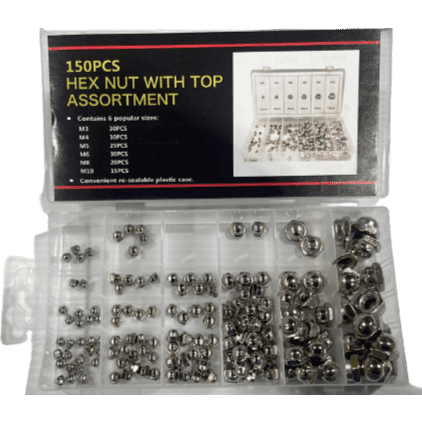 150 pieces Hex Nut with Top - Assortment Kit - South East Clearance Centre