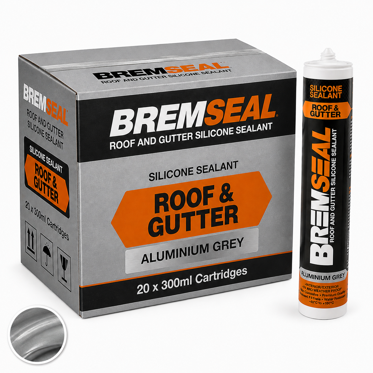 Bremick Aluminium Grey Roof & Gutter Silicone Bremick 300ml (Box of 20)