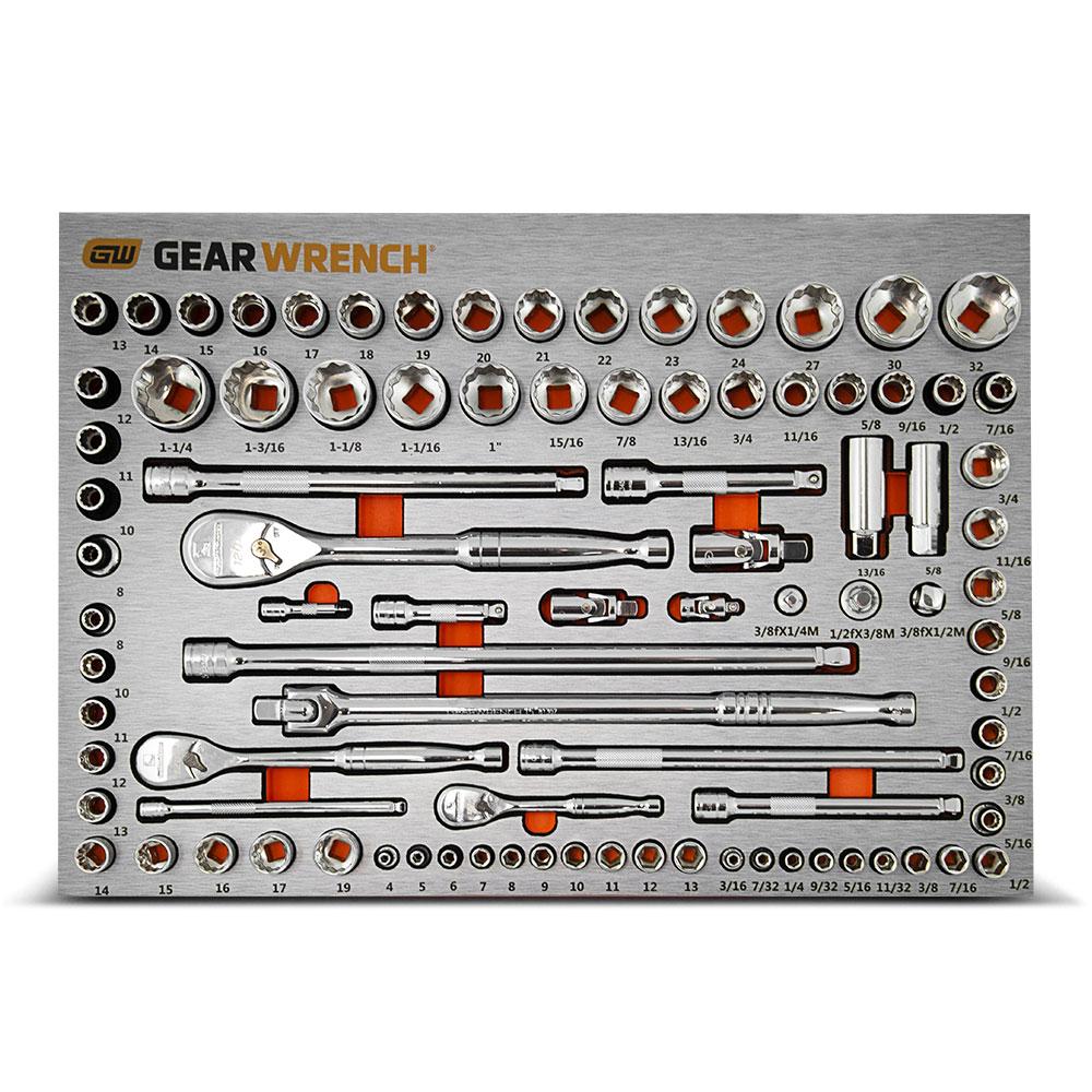 GEARWRENCH 83992 90pce 1/4", 3/8" & 1/2" Drive Metric/SAE Socket Set in EVA Tray - South East Clearance Centre