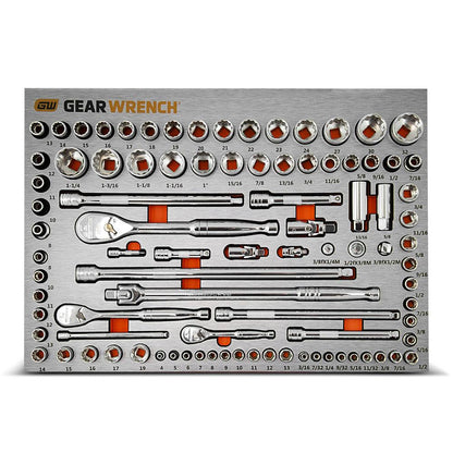 GEARWRENCH 83992 90pce 1/4", 3/8" & 1/2" Drive Metric/SAE Socket Set in EVA Tray - South East Clearance Centre