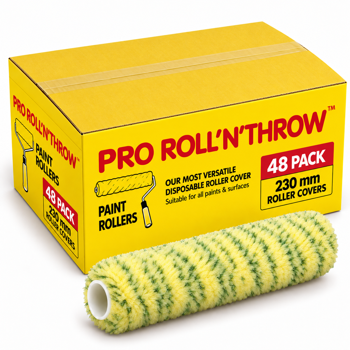 (48 Rollers) Express Roll"N"Throw Disposable Roller Cover  - 230mm (21mm Nap)