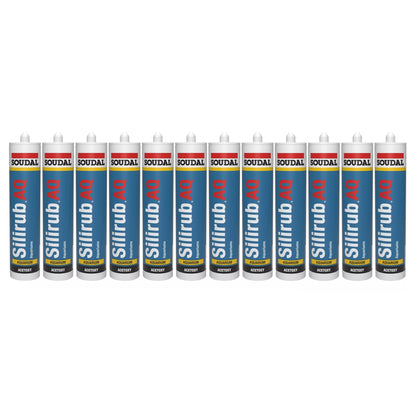 (12 Pack) Soudal 102543 Silirub AQ Aquarium High Modulus Acetic 310ml Translucent Box of 12 407046 - South East Clearance Centre
