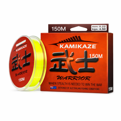 Kamikaze WARRIOR Japanese Super Grade Monofilament Line 150m 10lb YELLOW - South East Clearance Centre