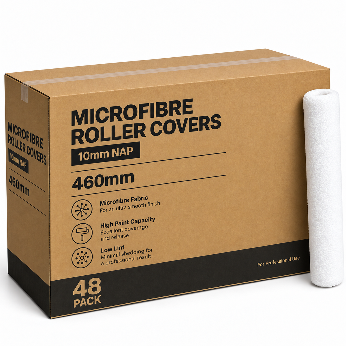 (Box of 48) Express Paint Rollers Microfiber Roller Covers - 10mm Nap (460mm)