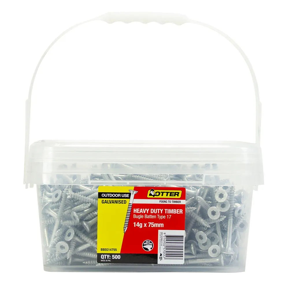 OTTER 14G x 75mm Bugle Batten Screws T17 – 500 Pack BBEG14755