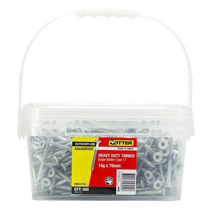 OTTER 14G x 75mm Bugle Batten Screws T17 – 500 Pack BBEG14755