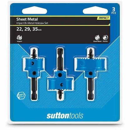 Sutton 22-32mm 1/4-Hex Bi-Metal Holesaw Set for Sheetmetal - 3 Piece H119S3 - South East Clearance Centre