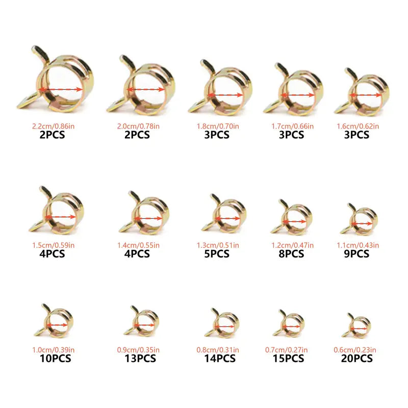 115 Piece Spring Hose Clamps Assortment Kit - South East Clearance Centre