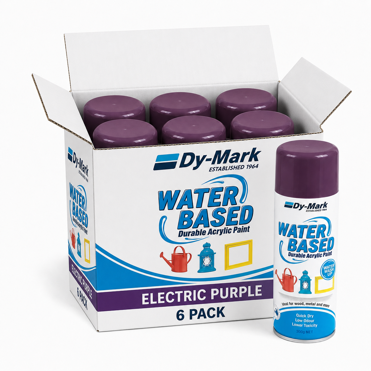 Dy-Mark Water Based Durable Acrylic Spray Paint Electric Purple 300g – Box of 6