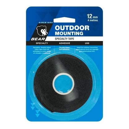 Bear 12mm x 4m Black Outdoor Mounting Tape - South East Clearance Centre