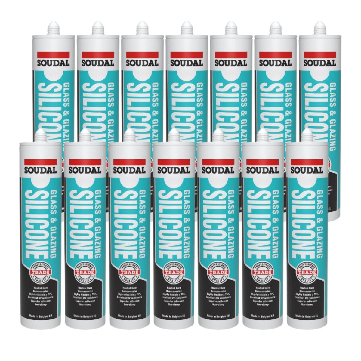 Soudal Trade Glass and Glazing Silicone, 300ml Matt Black 127781 (Box of 15) - South East Clearance Centre
