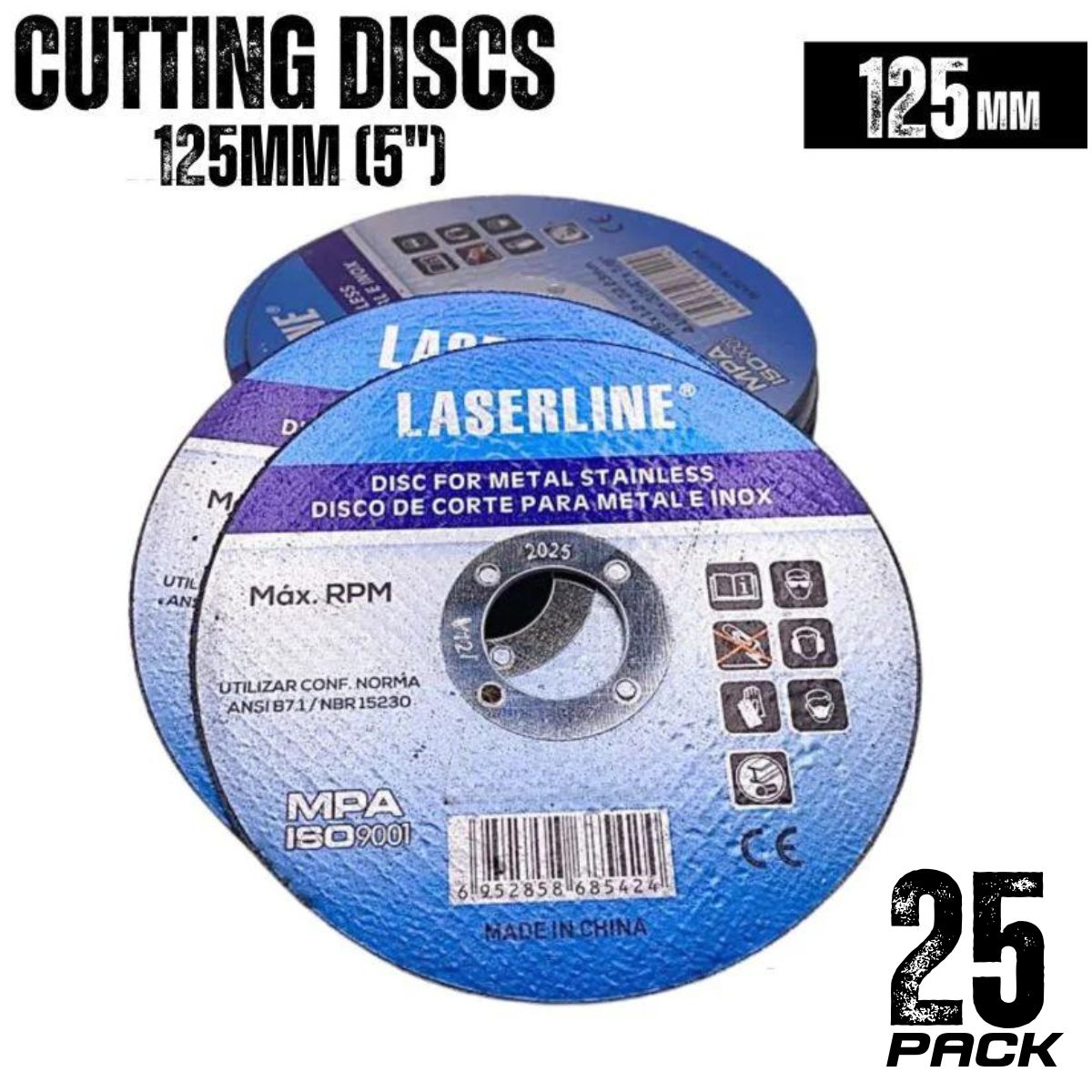 (25 PACK) 125mm cutting disc for metal/stainless steel 5” - pack of 25 - South East Clearance Centre