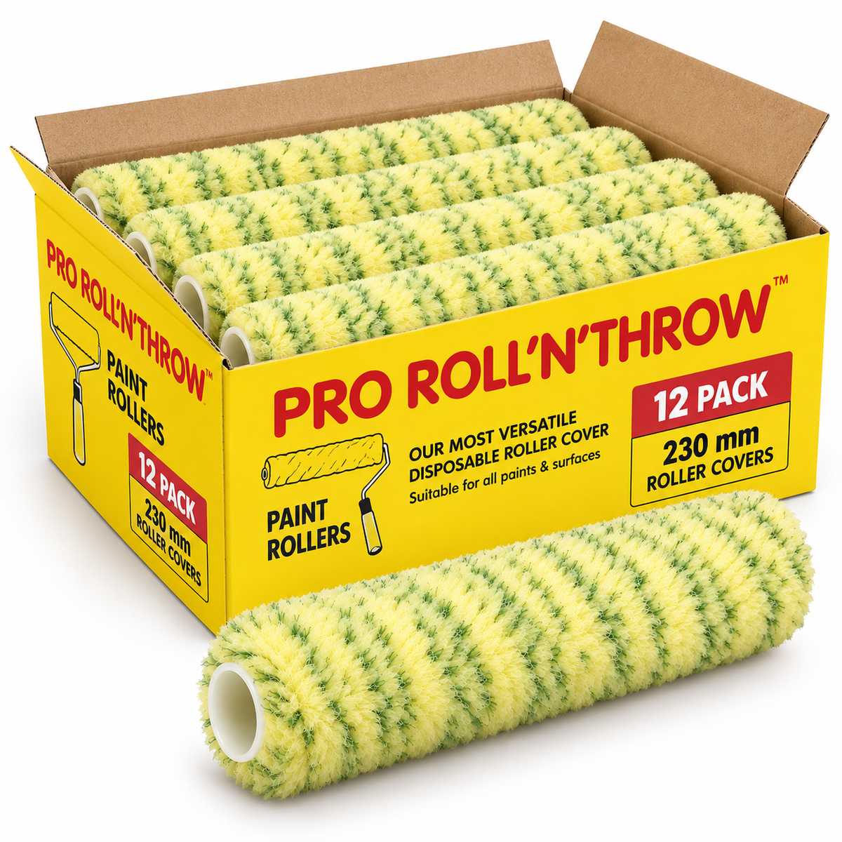 (12 Rollers) Express Roll"N"Throw Disposable Roller Cover  - 230mm (21mm Nap)