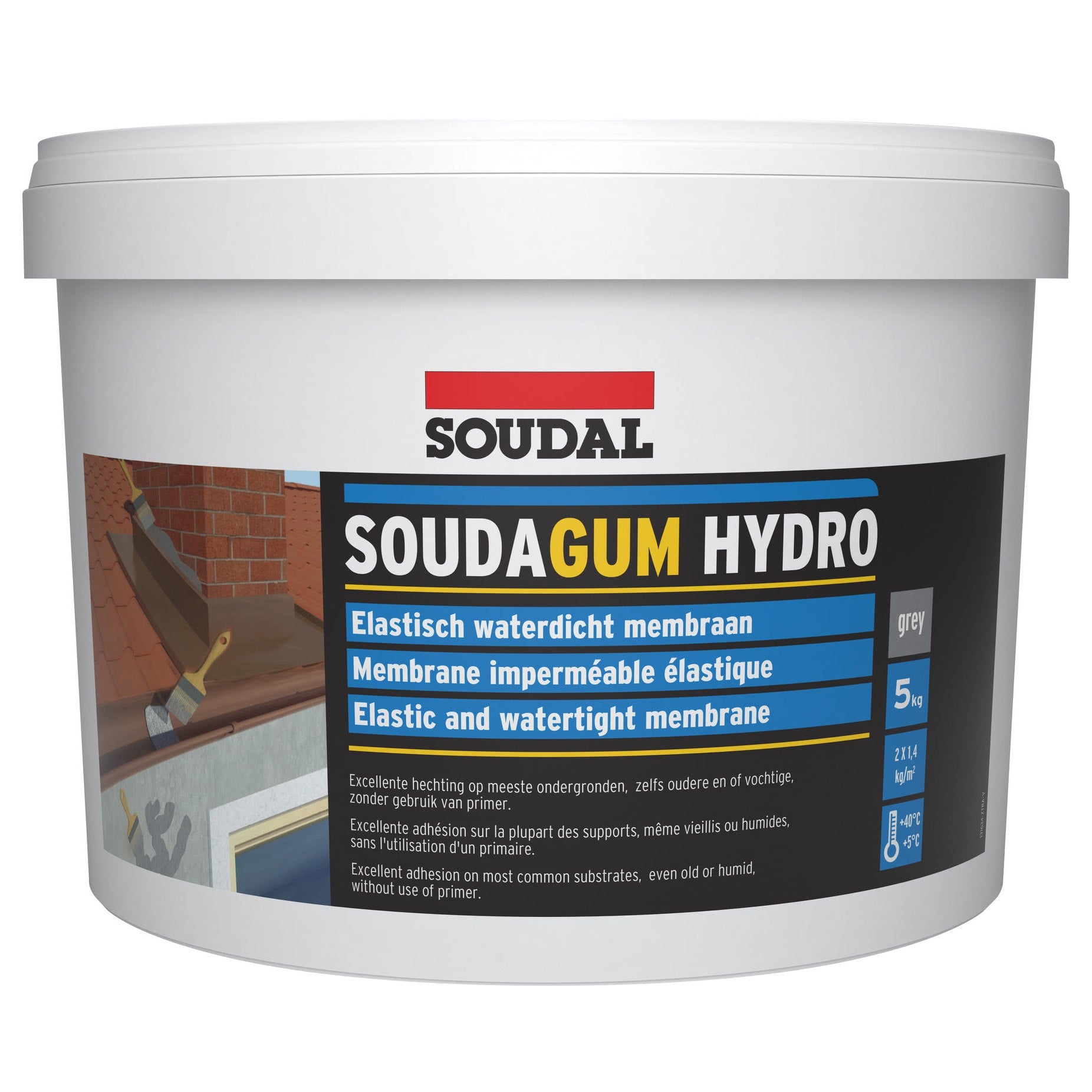 Soudal 131634 SOUDAGUM HYDRO Waterproofing Membrane Coating Solvent-Free Grey 5kg 139626