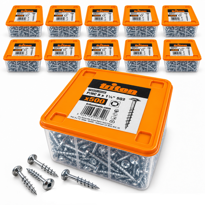 Triton Zinc Pocket-Hole Screws 8G x 32mm (1¼") Washer Head Coarse – SQ2 – 5000 Pack - South East Clearance Centre