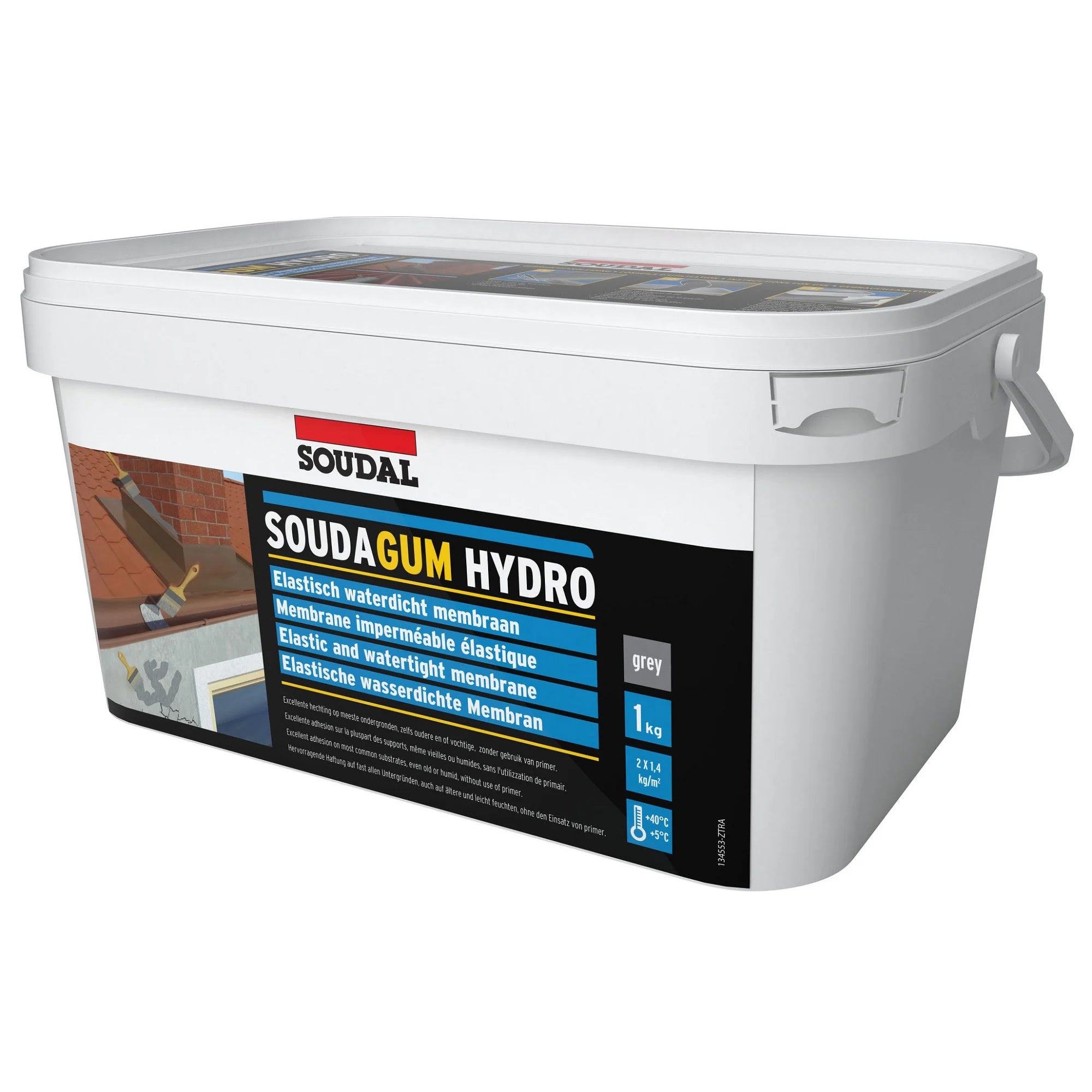 Soudal 134553 SOUDAGUM HYDRO Waterproofing Membrane Coating Solvent-Free Grey 1kg Repair Kit 151871