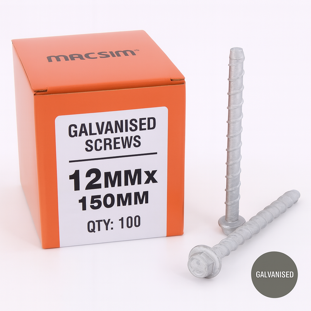 SBGHB12150 - 12MM x 150MM Galvanised Hex Head Screwbolt Anchors – 100 Pack