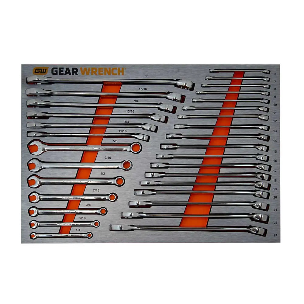 GEARWRENCH 31 Pc. Long Pattern Combination Wrench Set in EVA Tray (Metric/SAE) [83991] - South East Clearance Centre