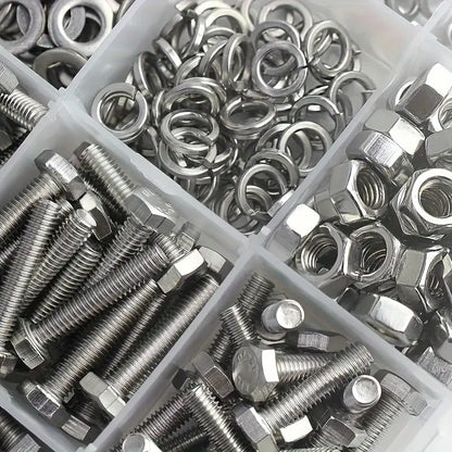 480 Piece Stainless Steel Fastener Kit, M4 & M5 Hex Head Screws, Bolts Assortment Kit - South East Clearance Centre