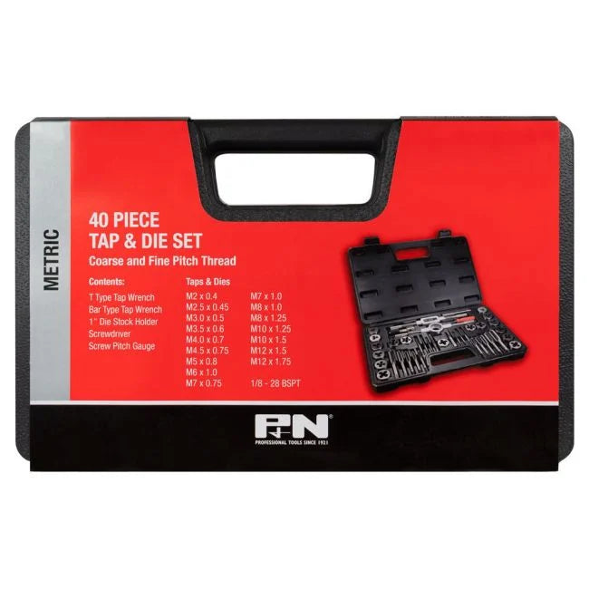 P&N 40 Piece Metric Tap & Die Set – Coarse & Fine Pitch Thread Repair Kit 166044650