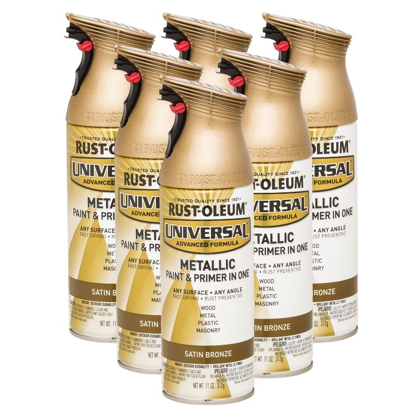 (6 cans)Rust Oleum Universal Metallic Spray Paint Satin Bronze - South East Clearance Centre