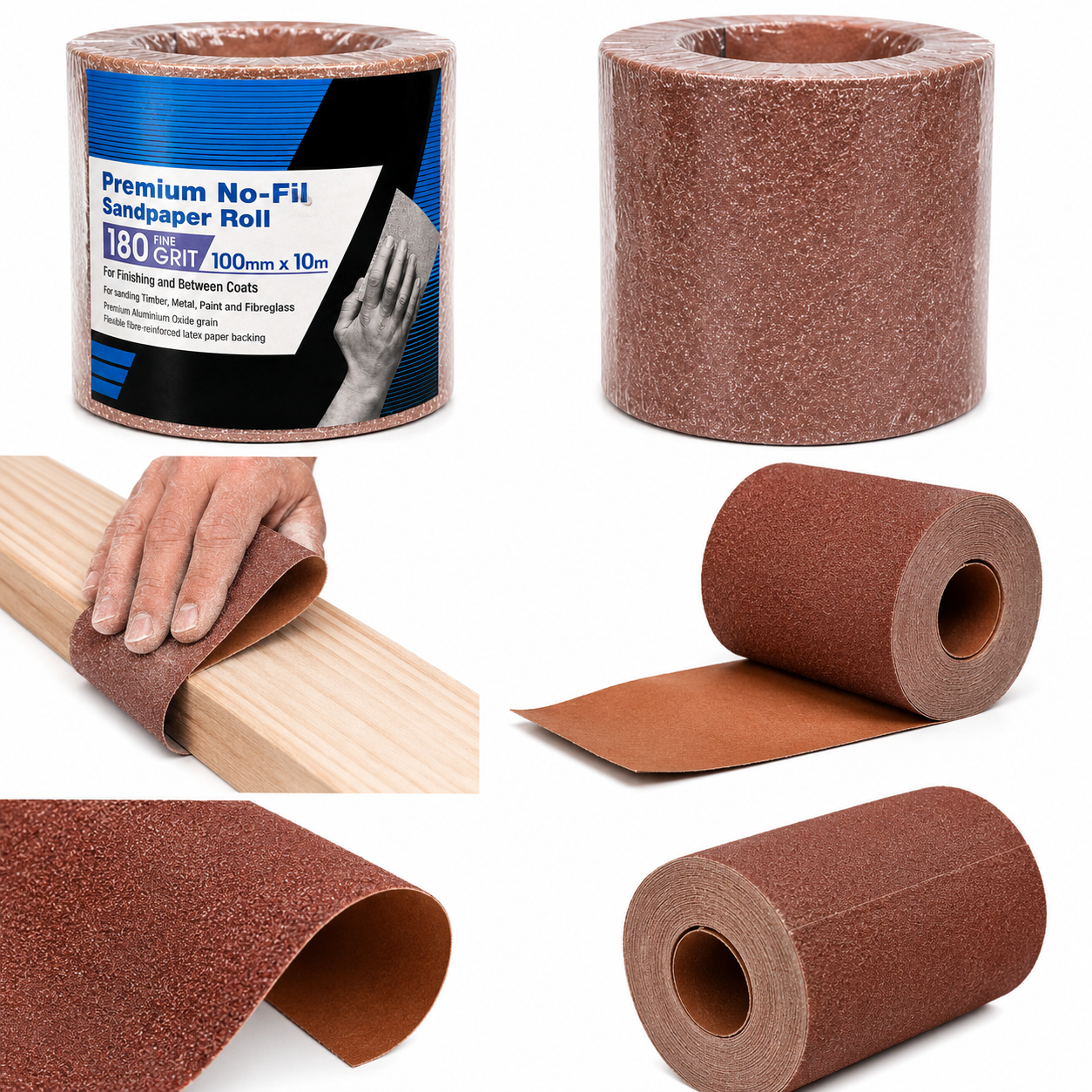 Norton A275OP Premium No-Fil Sandpaper Roll 180 Grit – 100mm x 10m