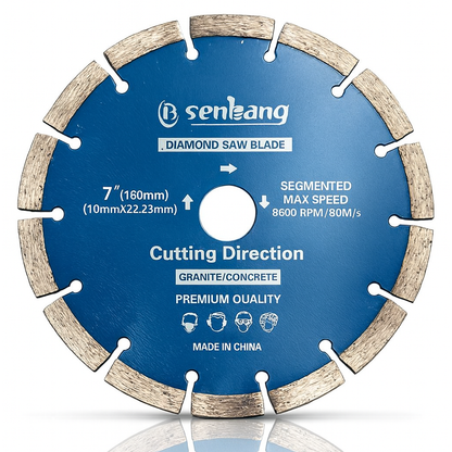 7" (180mm) Diamond Saw Blade – Segmented Concrete & Granite Cutting Disc (10mm x 22.23mm)