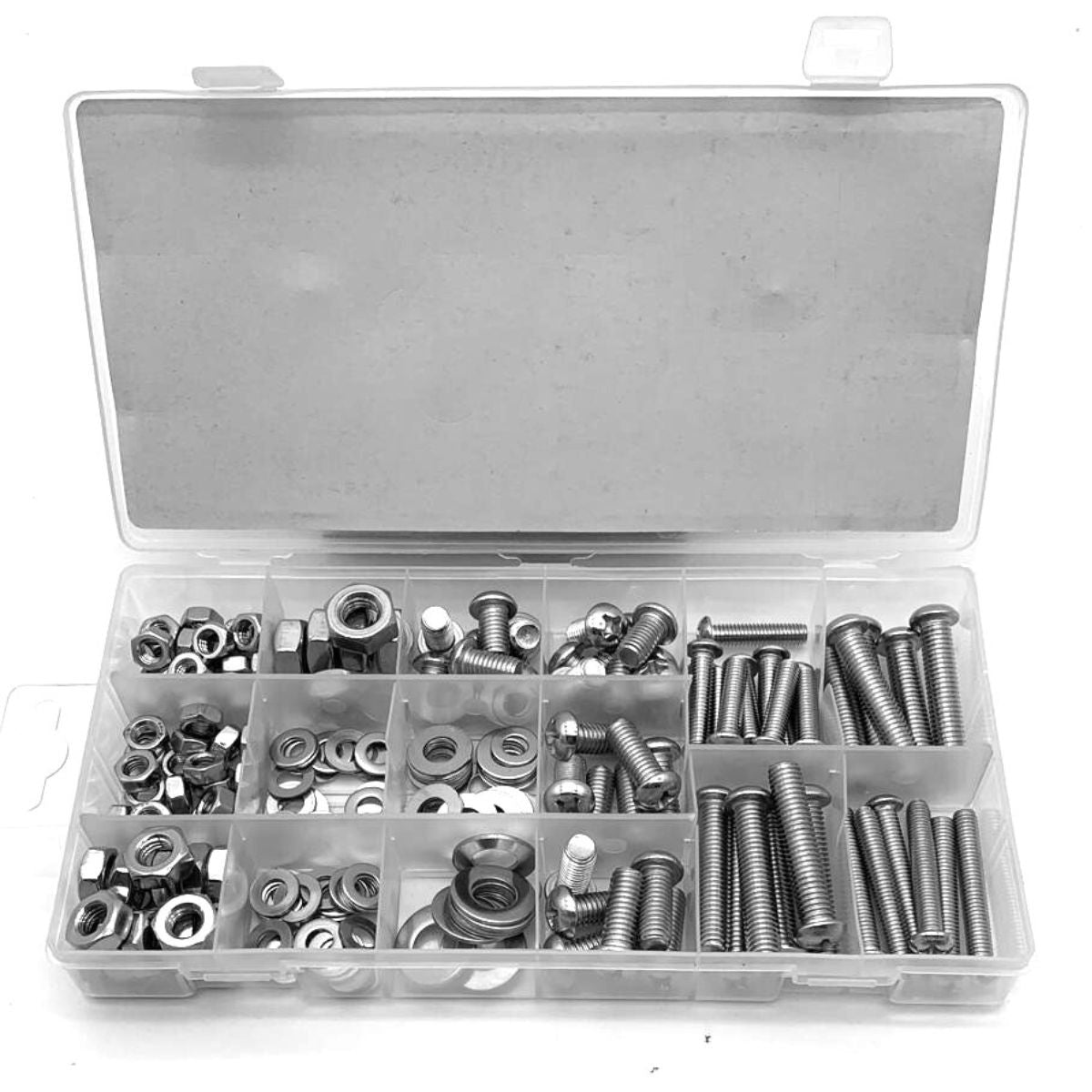 224 Stainless Steel Nut Bolt & Washer Assortment Kit - South East Clearance Centre