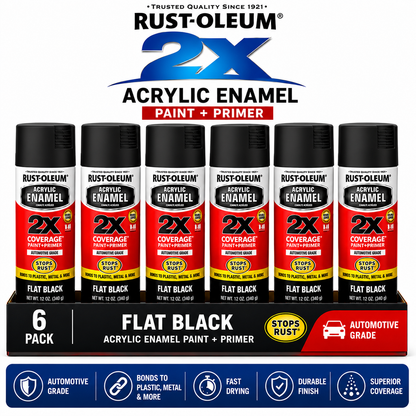 Rust-Oleum 2X Automotive Acrylic Enamel Paint + Primer – 340g (6 Pack)