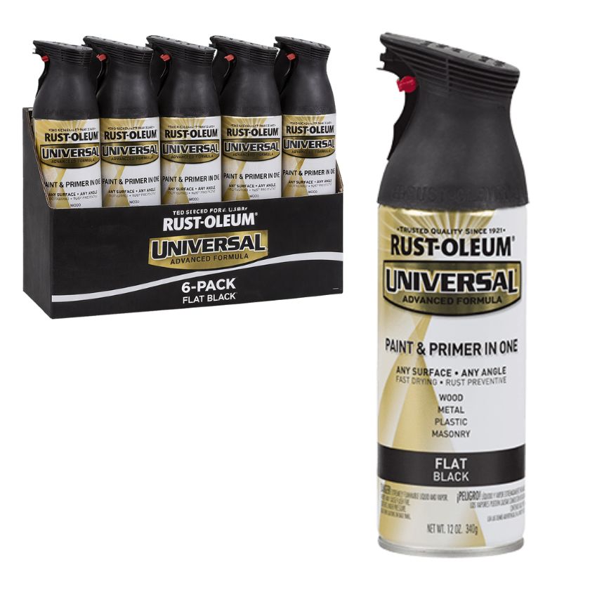 (6 Cans) Rust-Oleum UNIVERSAL PREMIUM SPRAY PAINT Spray Paint | 245198 FLAT BLACK