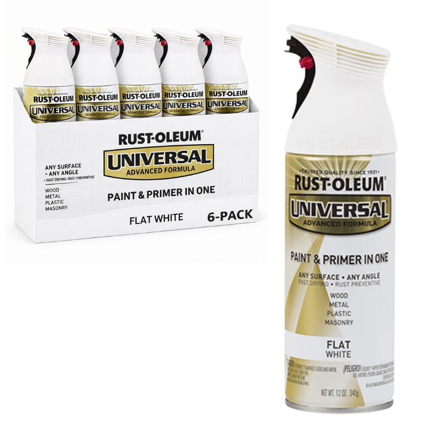 (6 Cans) Rust-Oleum UNIVERSAL PREMIUM SPRAY PAINT | 247564 FLAT WHITE