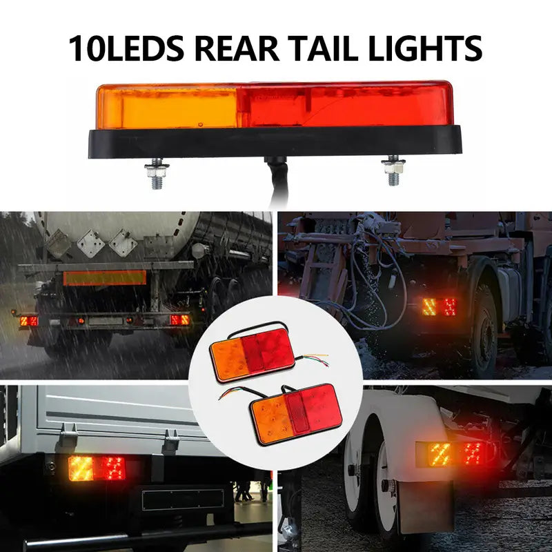 Twin Pack | 10 LED Trailer Tail Lights, Stop Indicator, Rear Lamp (150x80x30) - South East Clearance Centre
