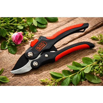 Black & Decker Bypass Pruning Shears – Soft Grip Garden Secateurs