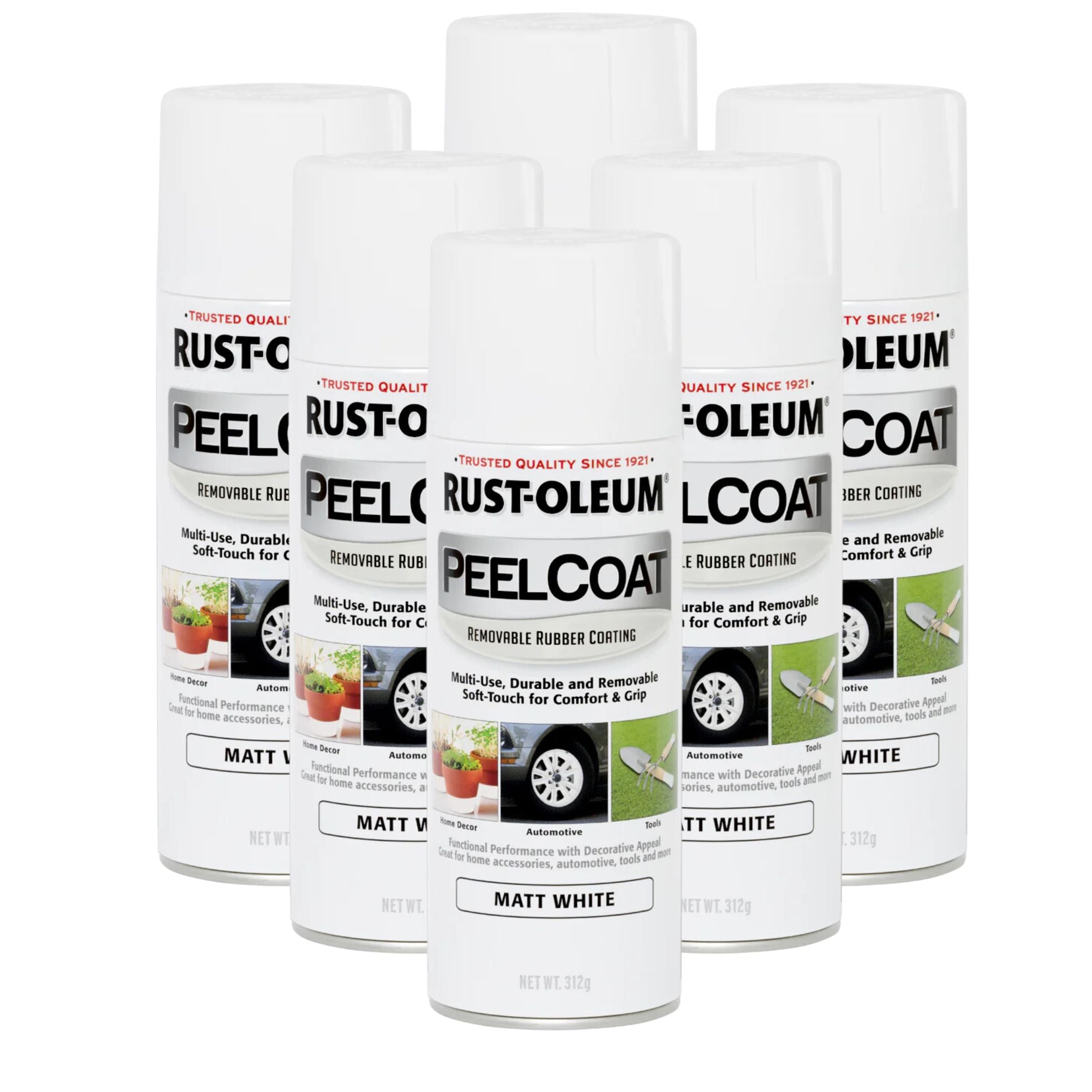 RustOleum Peel Coat Rubberized Removable Coating Matt White 6 Pack