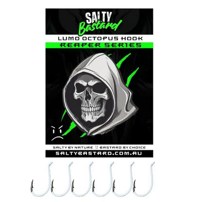 Salty Bastard White Luminous Octopus Suicide Hook Reaper Series - South East Clearance Centre