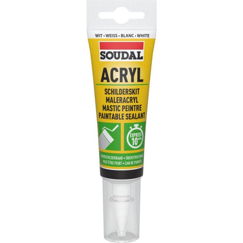 (12 Pack) Soudal Acrylic Gap Filler Joint Sealant White 80ml 124731