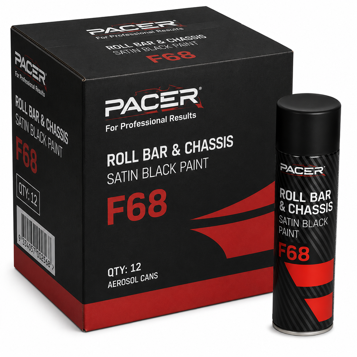 PACER Roll Bar & Chassis Satin Black Paint F68 Aerosol Spray 400g – Carton of 12